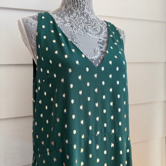 Ted Baker Cami Metallic Dot High/Low Shift Dress Green size 3/ US 8 - Picture 7 of 10